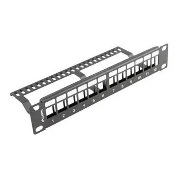 Image 1 of Lanberg Пач панел, Lanberg patch panel blank 12 port 1U with organizer for keystone modules black (PPKS-9112-B)