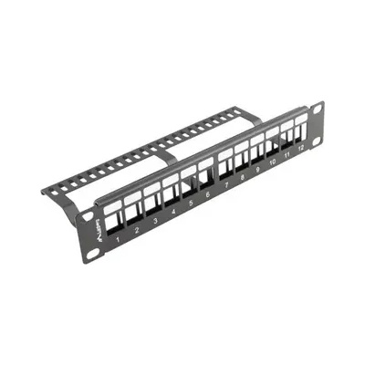 Lanberg Пач панел, Lanberg patch panel blank 12 port 1U with organizer for keystone modules black (PPKS-9112-B)