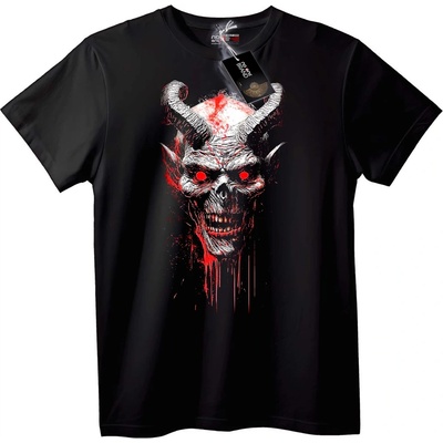 NOONEBRAND Тениска Демоничен Череп с Червени Очи - 6XL, Black