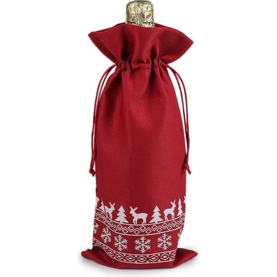 Prima-obchod Vánoční dárkový pytlík na láhev 15x32 cm, barva 2 červená tmavá
