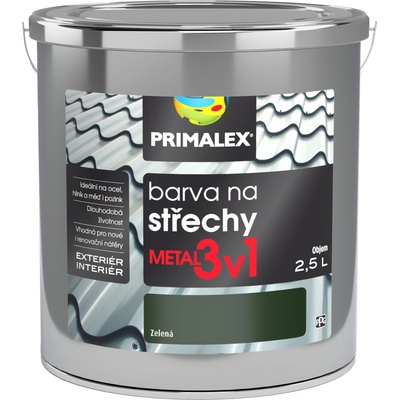 Primalex Metal 3v1 Farba na strechy 2,5L metal zelená