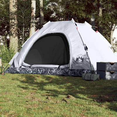 vidaXL Къмпинг палатка 5 места бял затъмнена тъкан бързо освобождаване (4004176)