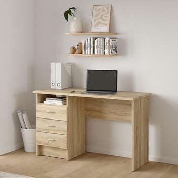 Бюро Function Plus с 3 чекмеджета Дъб сонома