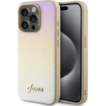GUESS Калъф GUESS, PU Leather Iridescent Metal Script за iPhone 15 Pro Max, GUHCP15XPSAIRSD, Златист (GUHCP15XPSAIRSD)