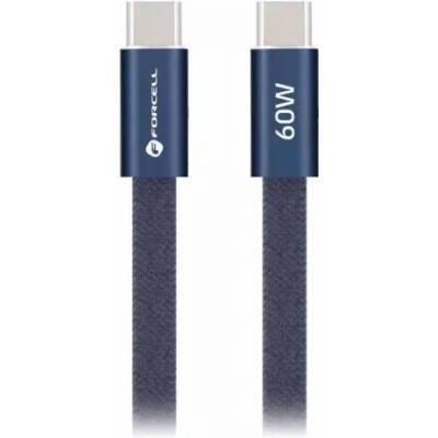 Forcell CCFN23 USB-C / USB-C plochý 60W PD QC4.0 AVS 1,2m modrý