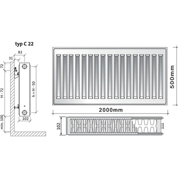 Purmo C22 500 x 2000