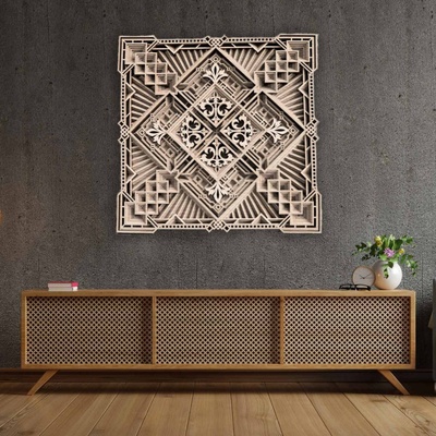 Exkluzívny obraz na stenu mandala 3D štvorec - KREJDER 4252 PR0461