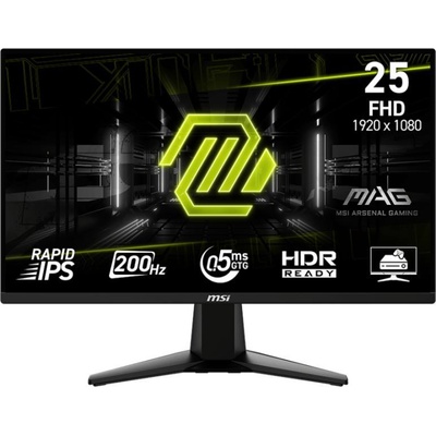 Монитор MSI MAG 255F E20, 24.5", 0.5ms, 200Hz, Rapid IPS, 1920x1080 (FHD), 16: 9, AMD FreeSync Premium, 79% DCI-P3, AG, HDR Ready, 300 nits, 1000: 1, DCR 100M: 1, DP(1.2a), 2xHDMI 2.0b, Tilt, VESA, Black, 3.24kg (9S6-3BC21M-057)
