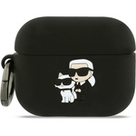Karl Lagerfeld Силиконов калъф за Apple AirPods Pro 3 - Karl Lagerfeld Silicone Karl&Choupette Head 3D - Черен