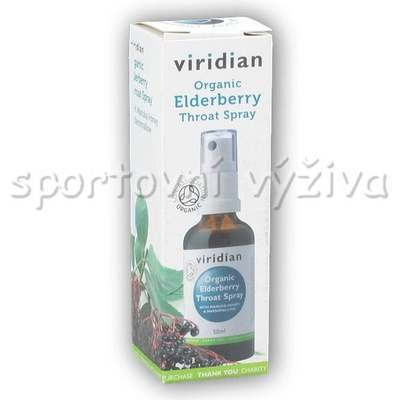 Viridian BIO Elderberry Throat spray Organic Sprej pri bolesti v krku a kašli Bio 50 ml