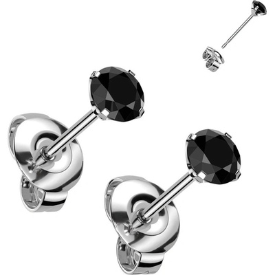 Steel Edge Titánové náušnice kôstky so zirkónmi SET23ER01BK