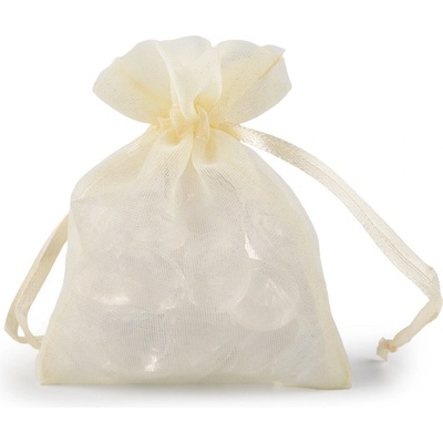 Dárkový pytlík s kovovým leskem 8x10,5 cm organza shine - krémová světlá (10 ks)