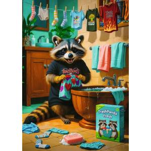 Trefl - Puzzle Premium Plus Pets & People Stuff: A Raccoon's Workday - 1 000 piese