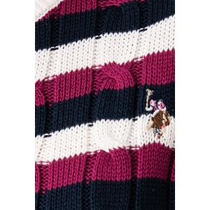 U. S. Polo Assn U. S. Polo Assn. пуловер дамски от памук Stripe Crew Neck Cable (WUP1582)
