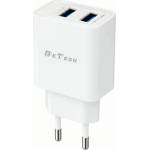DeTech Мрежово зарядно устройство DeTech DE-59C, 5V/2.4A, 220V, 2 x USB, с Type-C кабел, 1.0m, Бял - 40542