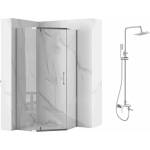 Rea Комплект душ кабина Rea Axin хром 90x90 и душ колона Invena Glamour хром (5902557367092+AU-05-B01-V)