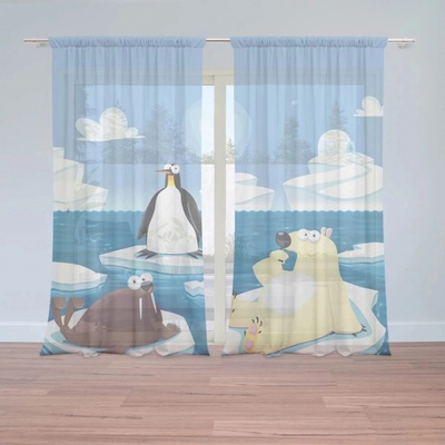 Záclony Lední zvířátka: 2 ks - 150x250 cm - Sablio