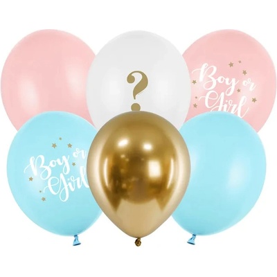 Party Deco SB14P-308-000-6 Set latexových balónikov Boy or Girl ??? 30cm