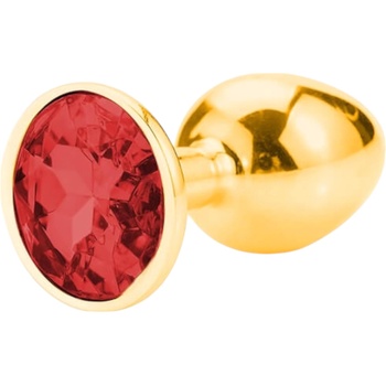 Sunfo Сънфо - метален анален плъг с червен камък (златист)