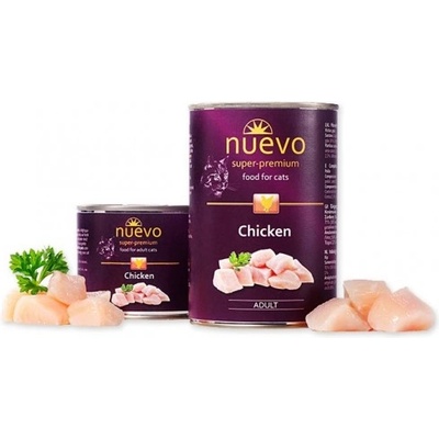 nuevo Cat Adult Chicken - консерва за котки с вкусно, прясно пилешко БЕЗ ЗЪРНО, 400 гр Германия