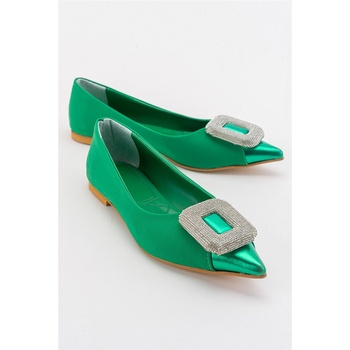 Moda Trend Дамски балерини с декоративна тока - Зелени #381797 (381797_Зелен)