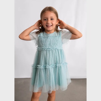 Mayoral Рокля тюл плумети в синьо-зелен цвят за мини момиче Mayoral
