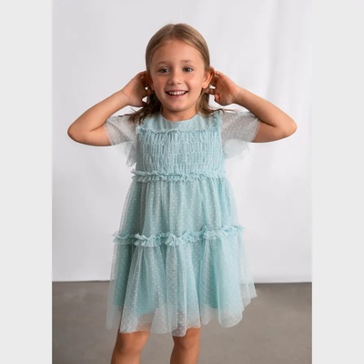 Mayoral Рокля тюл плумети в синьо-зелен цвят за мини момиче Mayoral