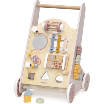 VIGA PolarB Dřevěné chodítko Pink s aktivitami