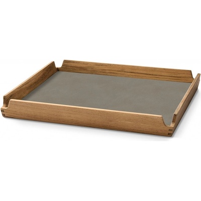 LIND Servírovací podnos AIRY NUPO 30x30 cm tmavě šedá hnědá kůže dřevo