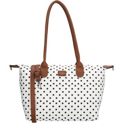 Charm London Bílá puntíkovaná objemná shopper kabelka „Femine”