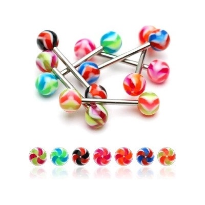 Šperky eshop piercing do jazyka UV kulička vrtulka W40.24 černá červená