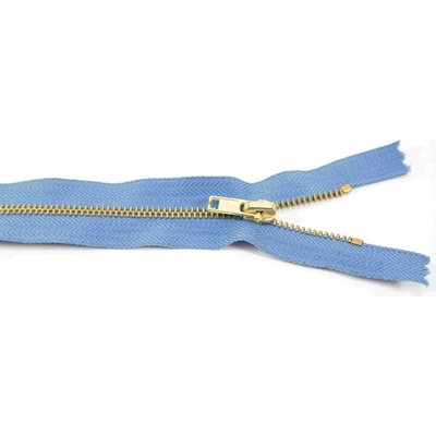 Nedeliteľný kovový mosadzný zips č.3 viac farieb - dĺžka (10 - 25 cm) 20 cm Stredne modrá