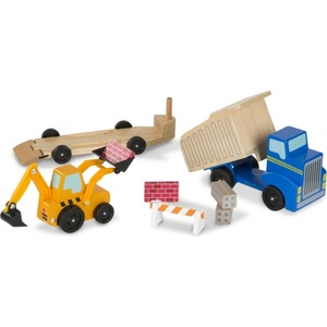 Melissa & Doug Дървен комплект Melissa & Doug - Самосвал и товарач (12757) - baby