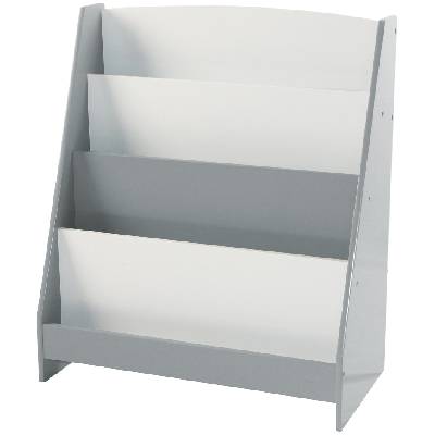 Детска етажерка за книги и списания на 4 нива Ginger Home - Бяло-сива (TF6125)