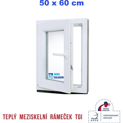 Erkado Plastové okno otevíravé i sklopné levé 50 x 60 cm Bílé / Antracit