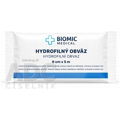 BIOMIC Obväz hydrofilný sterilný 6 cm x 5 m 1 ks