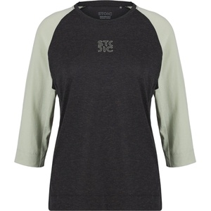 Stoic Фланелка с къс ръкав за колоездене Stoic Women's PerformanceMerino LofsdalenSt. MTB 3/4 Tee Cycling jersey - Light Agave Green / Black - размер XL (156-2839-0215)