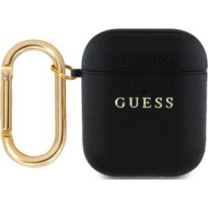 Guess PU Grained Classic Logo калъф за AirPods 1/2 черен (GUA2PGUGMK)