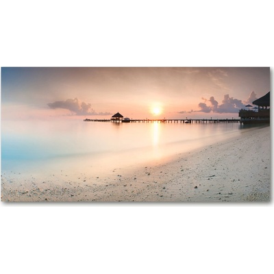 Foto obraz sklo tvrzené pláž Maldivy 100x50 cm