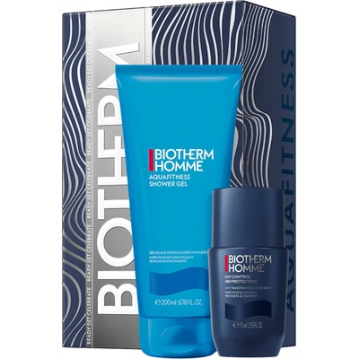 Biotherm Aquafitness Homme shower gel sprchový gél 200 ml + Biotherm Homme Day Control dezodorant roll-on 75 ml kozmetická sada
