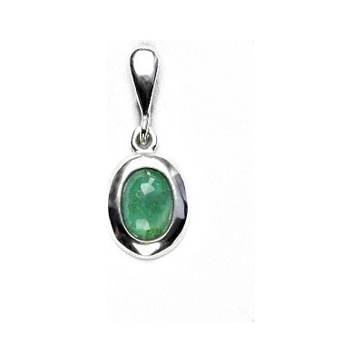 Čištín Stříbrný přívěsek přírodní smaragd 7x5 P 1354