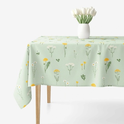 Goldea hranatý ubrus 100% bavlněné plátno louka na zelené režné 120x140 cm