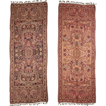 Dámská šála sloni a velbloudi 200 x 70 cm viskóza fialová