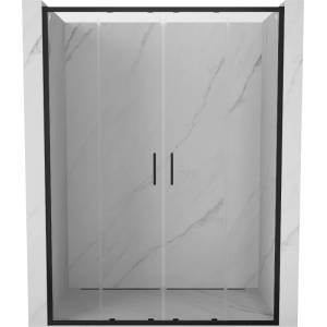 Mexen Exo-S Duo двойни плъзгащи се душ врати 140 см, прозрачни, черни (8152-140-000-70-00)
