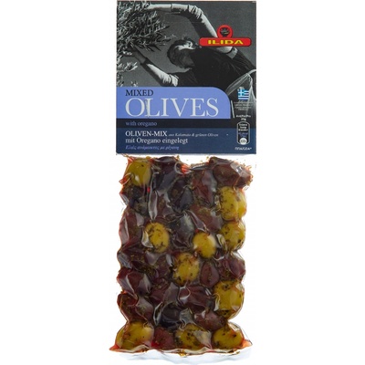 Ilida Mix zelených a černých oliv oregánem s peckou 150 g – Zboží Dáma