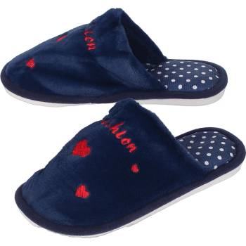 Image 1 of Дамски пантофи в тъмносиньо със сърца и точки