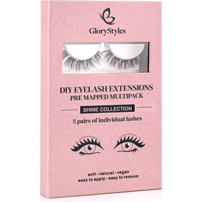 GloryStyles Sada 5 párů segmentových řas - SHINE COLLECTION