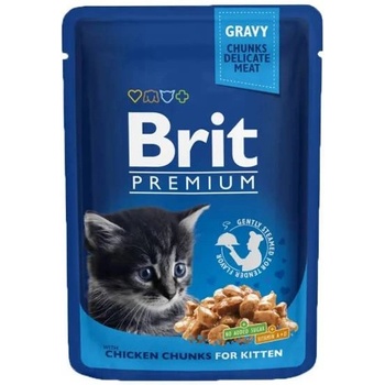 BRIT Premium Kitten Chicken Krmivo vo vrecúšku s kuracím mäsom pre mačiatka 24 x 100 g