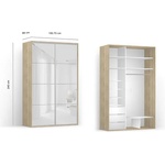 BRW Гардероб FLEX 151 / 66 / 240 см дъб сонома / бял гланц с плъзгащи врати (20/150.7-66-240/korpus-white/front-white-glanc/flex/brw)