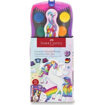 Vodové barvy Faber-Castell Connector Unicorn 12 barev, průměr 30 mm